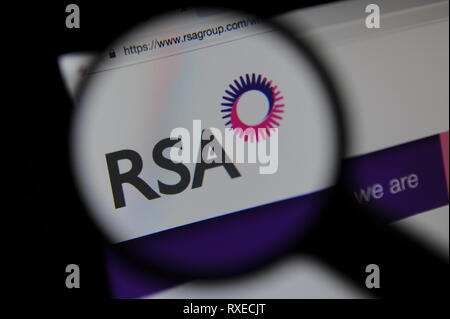 The RSA website seen through a magnifying glass Stock Photo