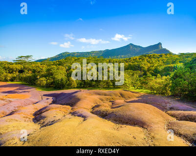 The Seven Coloured Earths in Chamarel, Mauritius island Stock Photo