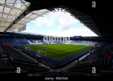 General view of the pitch ahead of the Premier League match at the King Power Stadium, Leicester. Stock Photo