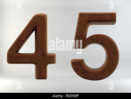 3D Render of Leather Letters & Numbers, isolated on white background, including clipping path. Stock Photo