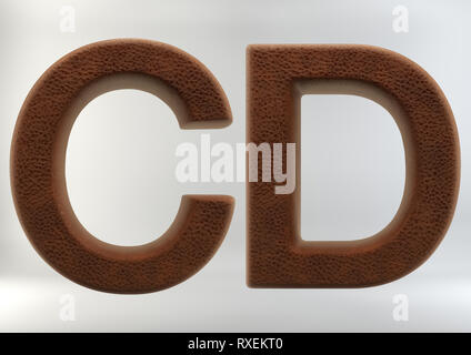 3D Render of Leather Letters & Numbers, isolated on white background, including clipping path. Stock Photo