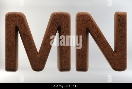 3D Render of Leather Letters & Numbers, isolated on white background, including clipping path. Stock Photo