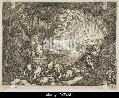Apocalyptic Vision with Sea Gods. Johann Wilhelm Baur; German, 1607-1642. Date: 1627-1642. Dimensions: 105 x 140 mm (sheet, sheet trimmed almost to plate mark). Etching on ivory laid paper. Origin: Germany. Museum: The Chicago Art Institute. Author: Johann Wilhelm Bauer. Stock Photo
