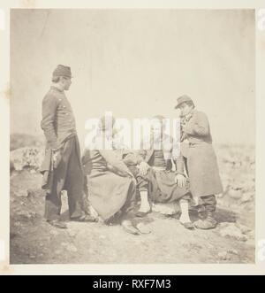 Zouaves. Roger Fenton; English, 1819-1869. Date: 1855. Dimensions: 16.9 × 16.2 cm (image/paper); 58.9 × 42.5 cm (mount). Salted paper print, plate 21 from the album 'Photographs Taken in the Crimea' (1856). Origin: England. Museum: The Chicago Art Institute. Stock Photo