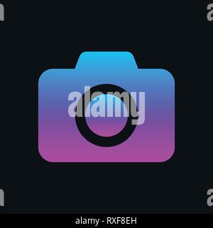 Colorful camera symbol in gradient color on dark background. Camera icon for website design, logo, app, UI. Vector Illustrator. EPS 10 Stock Vector