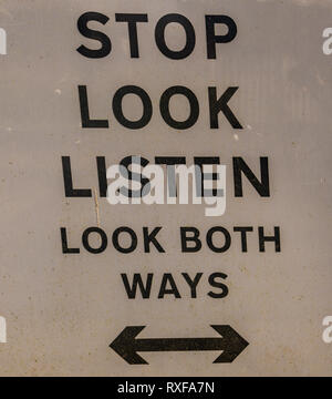 stop look listen sign Stock Photo