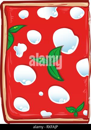 sliced square of pizza  isolated on white background Stock Vector