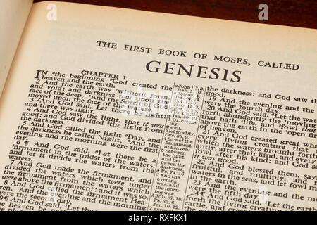 First Page Of The Holy Bible Genesis And The Beginning Stock Photo - Alamy