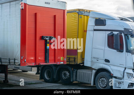 Trelleborg, sweden, 25.12.2018: a truck with a trailer parked in the port Stock Photo