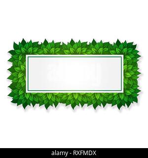 Rectangle frame with green brushes isolated on white background Stock Vector