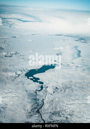 Aerial view of Iceland. Aerial view of amazing iceland landscapes, glacier patterns, mountains, rivers and shapes. Beautiful natural backdrop. Iceland Stock Photo