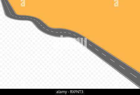 Curved road with markings. Vector illustration. Stock Vector