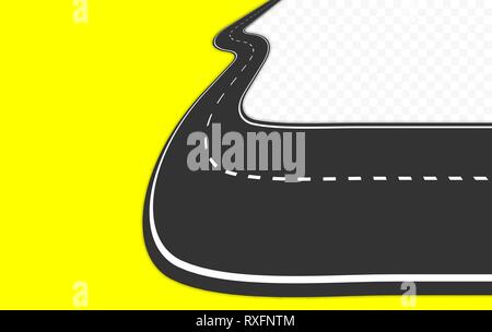 Curved road with markings. Vector illustration. Stock Vector