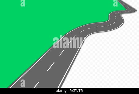 Curved road with markings. Vector illustration. Stock Vector