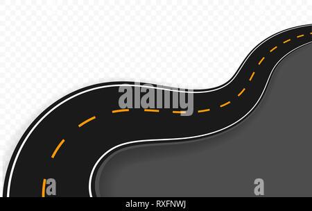 Curved road with markings. Vector illustration. Stock Vector