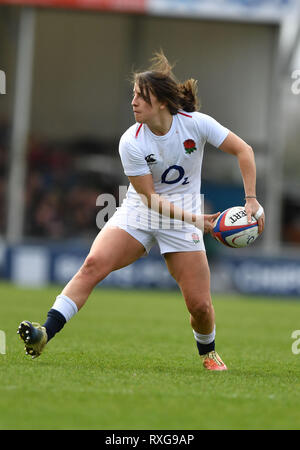 England's Katy Daley-Mclean during the Women's Six Nations match at Sandy Park, Exeter. Stock Photo