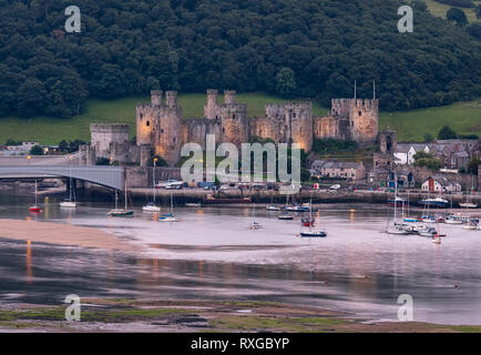 Conwy Castle across the Conwy Estuary, Conwy, North Wales, UK Stock Photo
