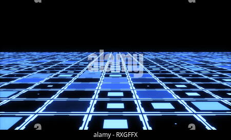 Moving technologic squares. Animation of seamless loop Stock Photo