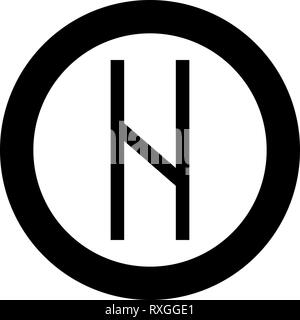 Hagalaz rune Hagall hail havos icon black color vector in circle round illustration flat style simple image Stock Vector