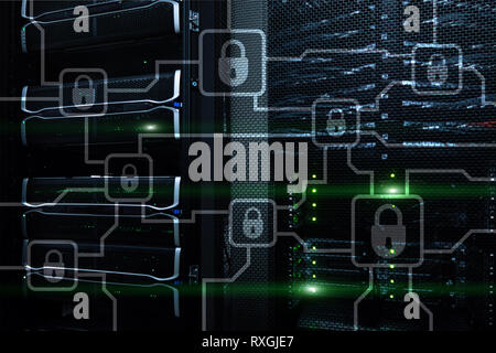 Blochain information encryption. Cyber security, crypto currency. Stock Photo