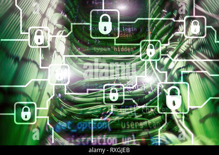 Blochain information encryption. Cyber security, crypto currency. Stock Photo
