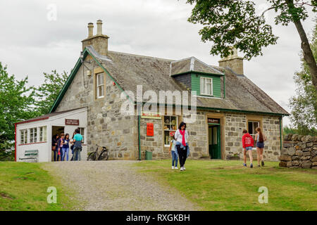 Aultlarie Farmhouse in the Highland Folk Museum at Newtonmore, Scotland. The house also contains Glenlivet Post Office and Kirk's Store. Stock Photo