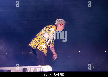Turin, Italy. 9th Mar, 2019. The Italian rapper Salmo seen performing live at Pala Alpitour in Salmo Music Concert. Credit: Diego Puletto/SOPA Images/ZUMA Wire/Alamy Live News Stock Photo