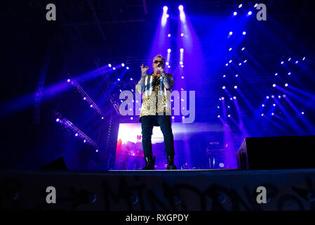 Turin, Italy. 9th Mar, 2019. The Italian rapper Salmo seen performing live at Pala Alpitour in Salmo Music Concert. Credit: Diego Puletto/SOPA Images/ZUMA Wire/Alamy Live News Stock Photo