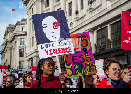 London, UK. 9th March 2019. Million Women Rise, an annual march for the International Women's Day, this year dedicated to women and girls killed by men and called 'Never Forgotten', London, UK, 09-03-2019 Credit: Bjanka Kadic/Alamy Live News Stock Photo