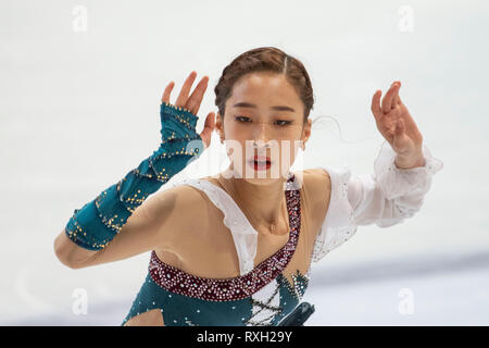 Zagreb, Croatia. 9th March 2019. Young You of Korea during the ISU World Junior Figure Skating Championships 2019, Junior Ladies Free Skating at Dom sportova in Zagreb, Croatia, on March 9, 2019. (Photo by Enrico Calderoni/AFLO SPORT) Stock Photo