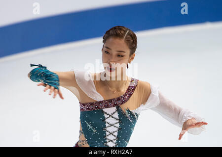 Zagreb, Croatia. 9th March 2019. Young You of Korea during the ISU World Junior Figure Skating Championships 2019, Junior Ladies Free Skating at Dom sportova in Zagreb, Croatia, on March 9, 2019. (Photo by Enrico Calderoni/AFLO SPORT) Stock Photo