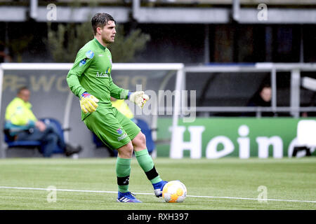 ZWOLLE , 10-03-2019 , MAC3PARK stadion , season 2018 / 2019 , Dutch Eredivisie . PEC Zwolle goalkeeper Mickey van der Hart during the game PEC - AZ . Stock Photo