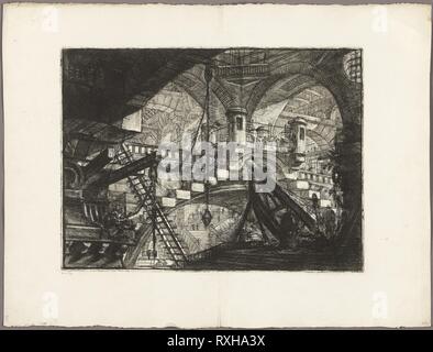 The Arch with a Shell Ornament, plate 11 from Imaginary Prisons. Giovanni Battista Piranesi; Italian, 1720-1778. Date: 1761. Dimensions: 400 x 543 mm (image); 408 x 550 mm (plate); 585 x 777 mm (sheet). Etching on heavy ivory laid paper. Origin: Italy. Museum: The Chicago Art Institute. Stock Photo