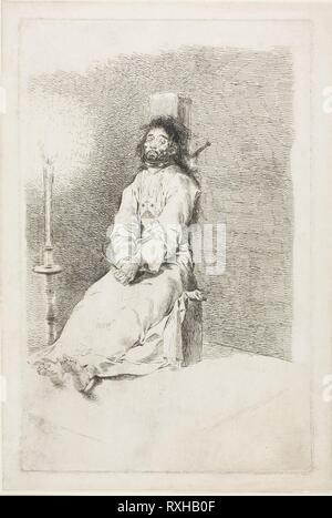 The Garrotted Man. Francisco José de Goya y Lucientes; Spanish, 1746-1828. Date: 1778-1780. Dimensions: 327 x 210 mm (plate); 353 x 240 mm (sheet). Etching on wove paper. Origin: Spain. Museum: The Chicago Art Institute. Stock Photo