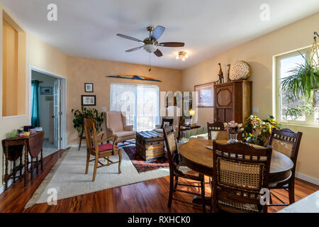 Interior view of townhouse living room; Poncha Springs; Colorado; USA Stock Photo