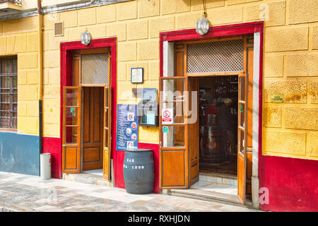 Granada, Spain - October 16, 2017: Trendy cafe serving national food near Alhambra Palace Stock Photo