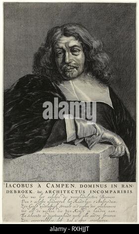 Portrait of Jacob van Campen. Unknown Artist; Dutch, 17th century. Date: 1665. Dimensions: 405 x 249 mm. Etching in black on ivory laid paper. Origin: Netherlands. Museum: The Chicago Art Institute. Stock Photo