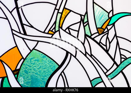 Colorful Stained-Glass Window. Abstract Multicolored Background Stock Photo