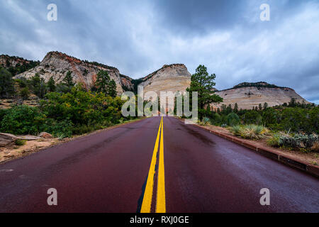 Driving Through Zion National Park Stock Photo