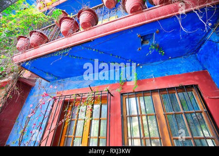 Monterrey, colorful historic buildings in the center of the old city (Barrio Antiguo) at a peak tourist season Stock Photo