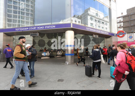 Tottenham Court Road tube station entrance on Oxford Street, central London, England, UK Stock Photo