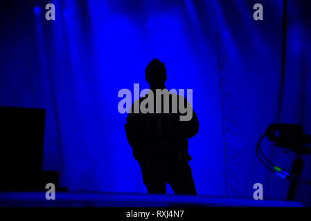 The Italian rapper Salmo seen performing live at Pala Alpitour in Turin, Salmo Music Concert. Stock Photo