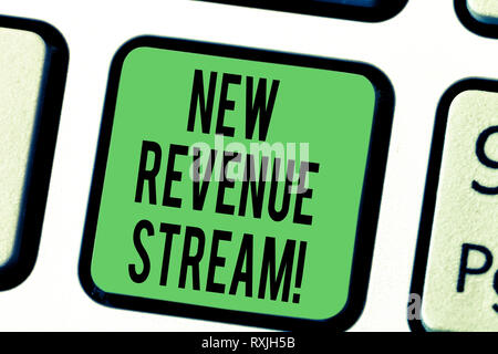 Word writing text New Revenue Stream. Business concept for money company receives selling particular product service Keyboard key Intention to create  Stock Photo