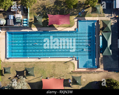 Overhead view of lanes of swimming pool Stock Photo - Alamy