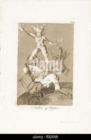 To Rise and to Fall, plate 56 from Los Caprichos. Francisco José de Goya y Lucientes; Spanish, 1746-1828. Date: 1797-1799. Dimensions: 188 x 128 mm (image); 215 x 150 mm (plate); 301 x 207 mm (sheet). Etching and aquatint on ivory laid paper. Origin: Spain. Museum: The Chicago Art Institute. Stock Photo