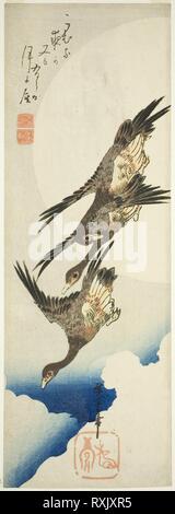 殿堂 Flying Hiroshige Utagawa moon. full and geese その他