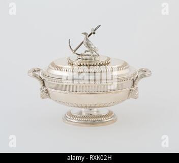 Sauce Tureen and Cover from the Hood Service. Paul Storr; English, 1771-1844; London, England. Date: 1807-1808. Dimensions: 17.8 × 22.9 × 13 cm (7 × 9 × 5 1/8 in.). Sterling silver. Origin: England. Museum: The Chicago Art Institute. Stock Photo