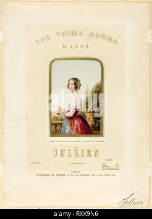 The Bride, cover for The Prima Donna Waltz sheet music. George Baxter (English, 1804-1867); composed by Louis Jullien (French, 1812-1860). Date: 1850. Dimensions: 134 × 94 mm (image); 342 × 248 mm (sheet). Steel engraving colored with wooden blocks on ivory wove paper. Origin: England. Museum: The Chicago Art Institute. Stock Photo