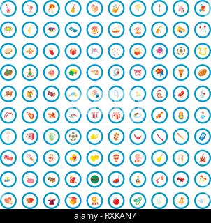 100 entertainment for kids icons set Stock Vector