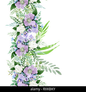 Watercolor poppy and forget-me-not seamless pattern, delicate floral ...